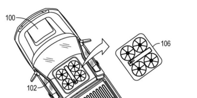 福特汽车在美国获新专利：皮卡自带无人机起降平台可实现“弹性着陆”(图2)